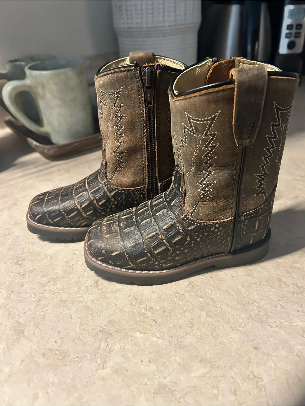 Kids Brown Western Pull-On Boots